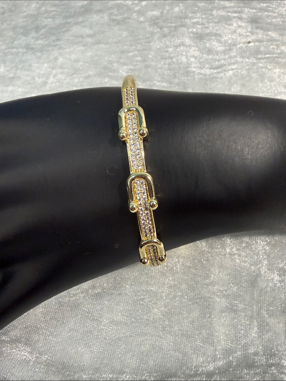 Gold-Tone Pave Link Bracelet - Elegant Women’s Jewelry 8 inch